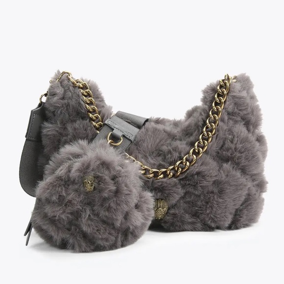 Kurt Geiger Fur Sack Kurt Geiger Bags Kurt Geiger London Grey Faux Fur  Multi Cross